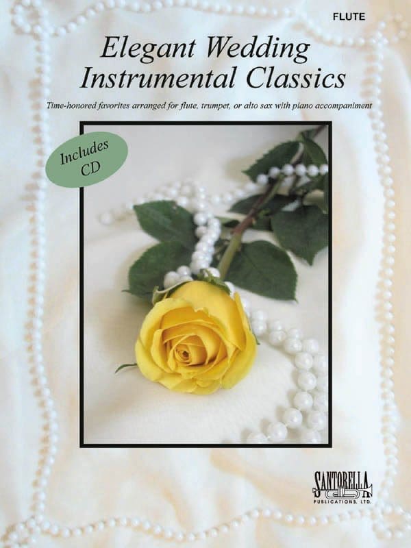 A yellow rose and pearls on the cover of an instrumental classics book.