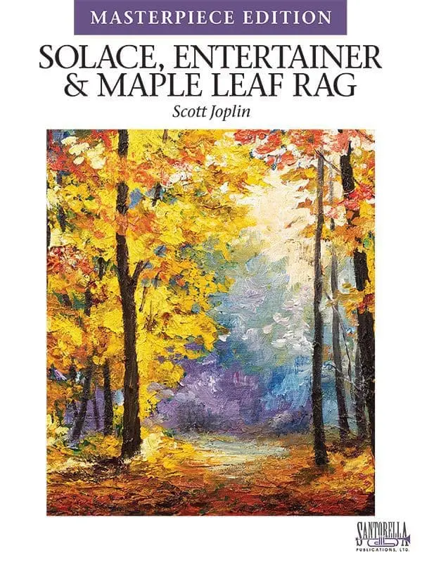 A painting of trees and leaves in the fall.