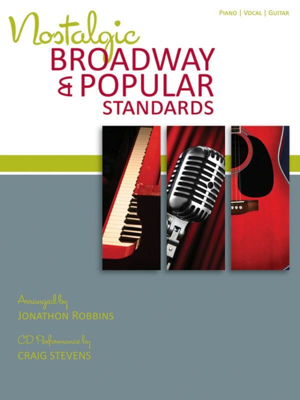 A book cover with musical instruments and a microphone.