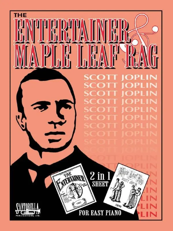 A poster of scott jopin, the entertainer maple leaf rag.