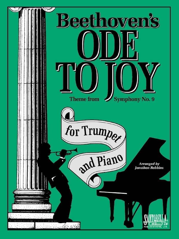 A book cover with a picture of a piano and a trumpet.