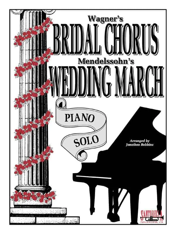 A sheet music cover with a piano and words