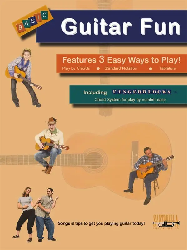 A poster of various people playing guitar.