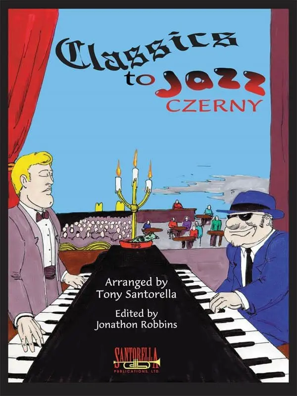 A book cover with two men playing piano