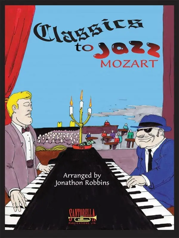 A cartoon of two men sitting at the piano.