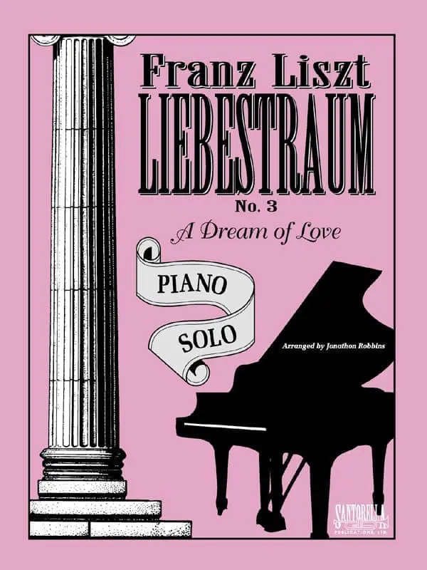 A piano solo book cover with a black and white photo of a piano.