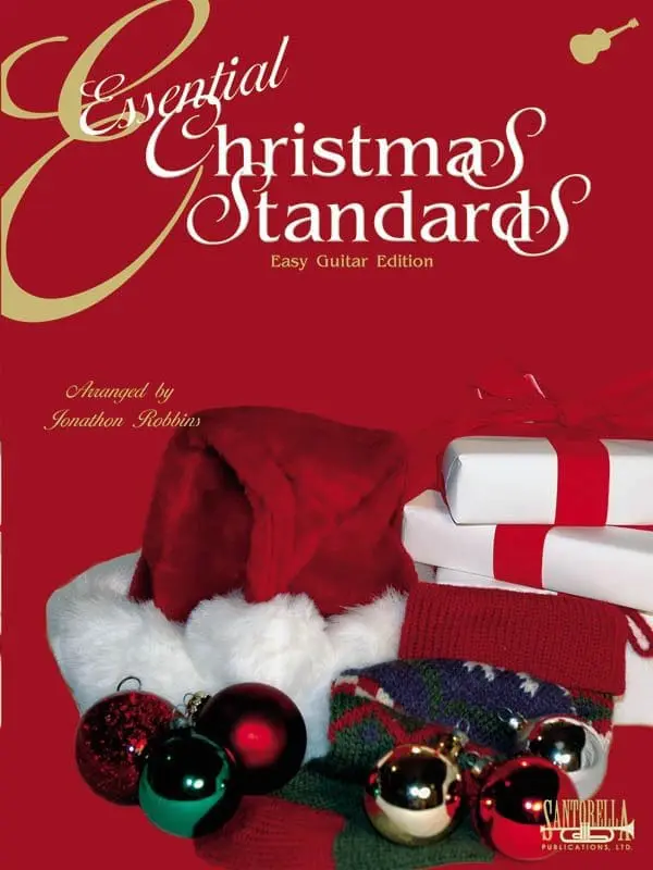 A book cover with christmas decorations and presents.