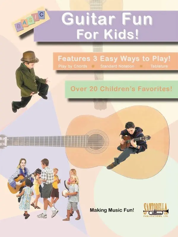 A book cover with pictures of people and guitars.