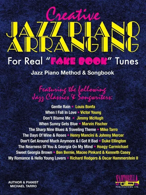 A book cover with the title of jazz piano arranging for real fake books tunes.