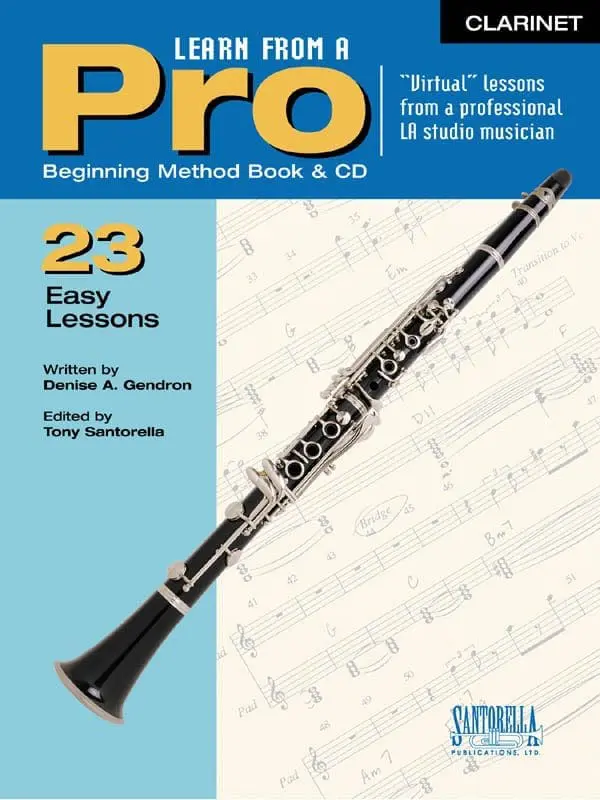 A book cover with an image of a clarinet.