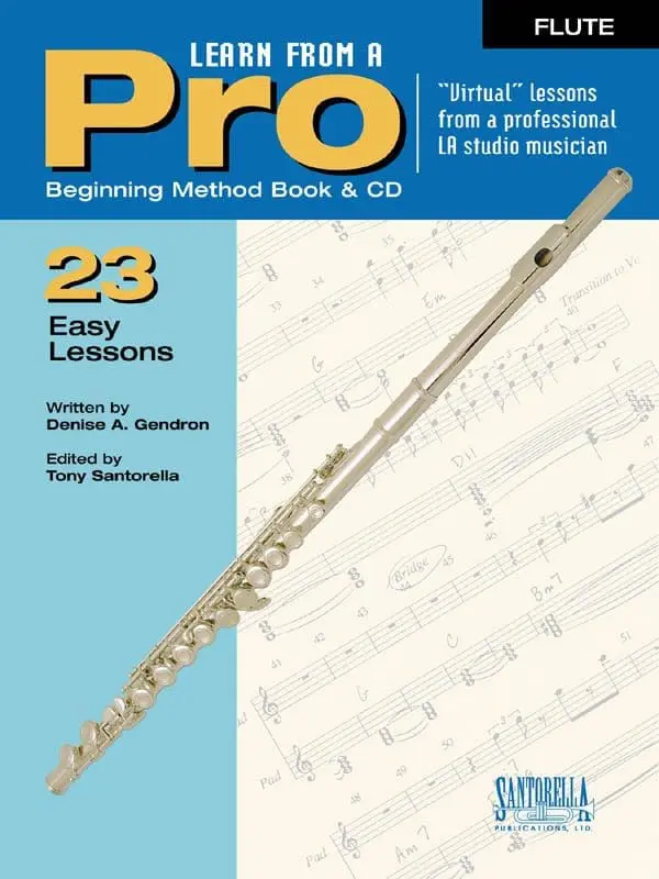 A book cover with a flute and some music notes