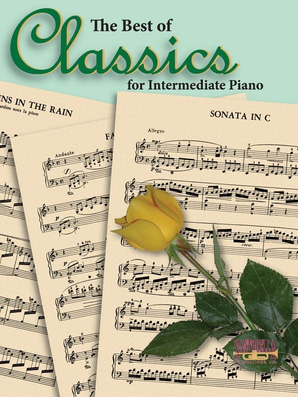 A sheet music with roses on top of it.