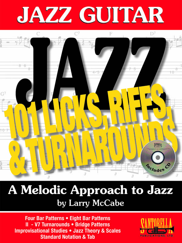 A book cover with the title of jazz 1 0 1 licks, riffs and turnarounds.