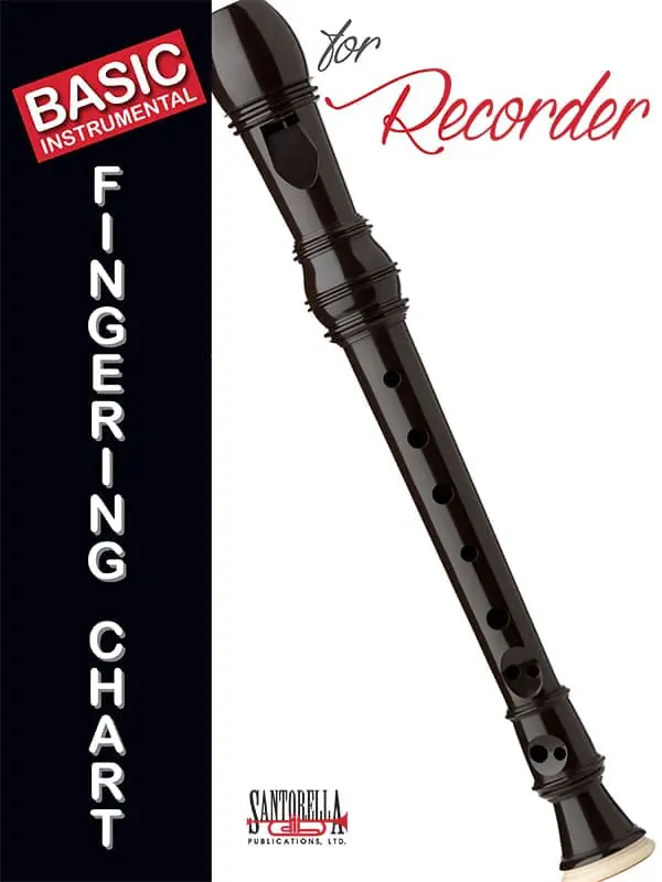A black recorder with the words " fingering chart ".