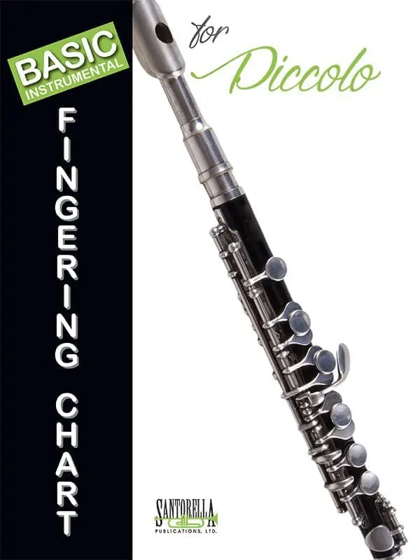 A silver flute with the words " 5 0 th anniversary of pietro fingering chart ".