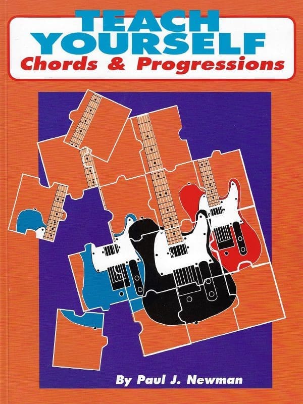 A book cover with different guitars on it