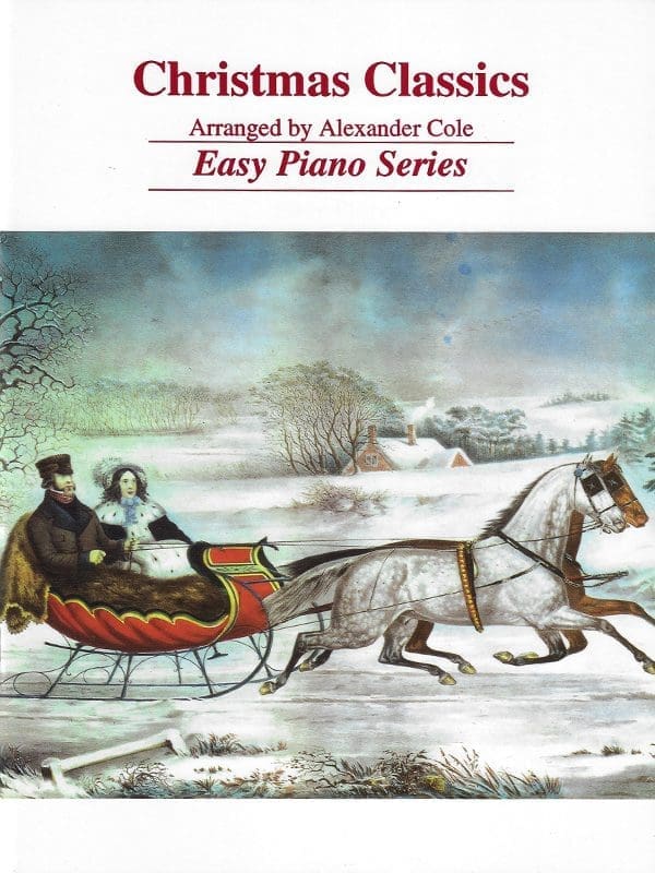 A painting of two people in a sleigh pulled by horses.