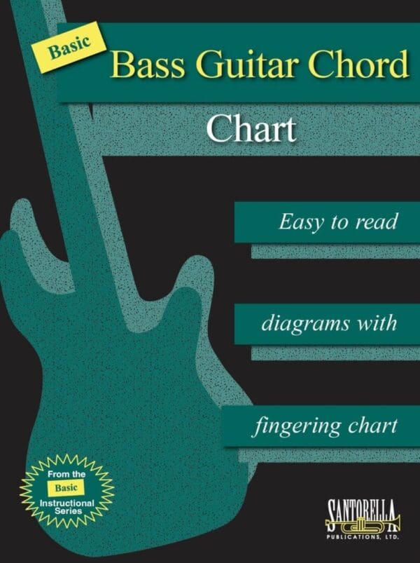 A book cover with a guitar and the words " bass guitar chord chart ".