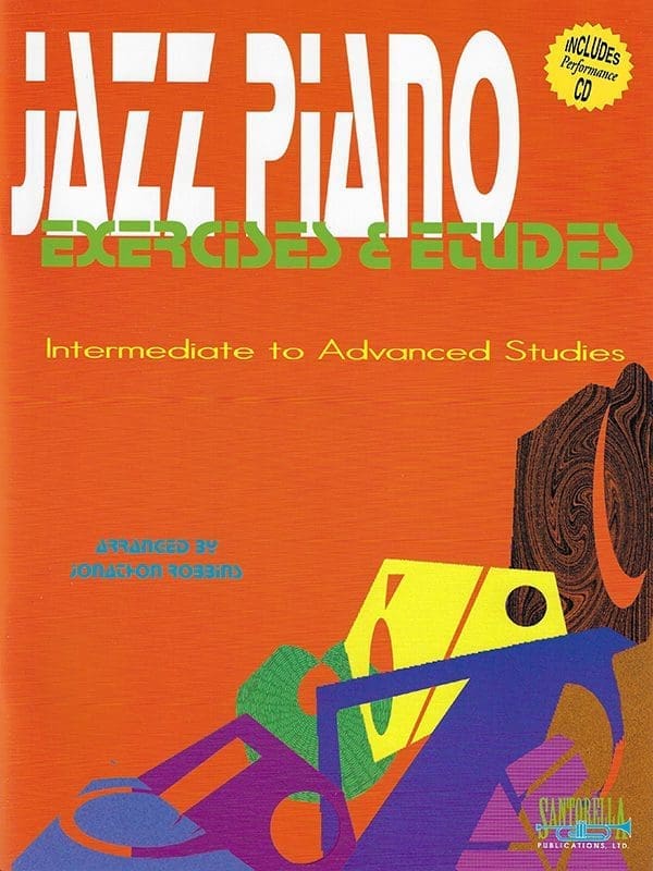 A book cover with an image of a person playing piano