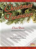 A christmas piano duet with sheet music.