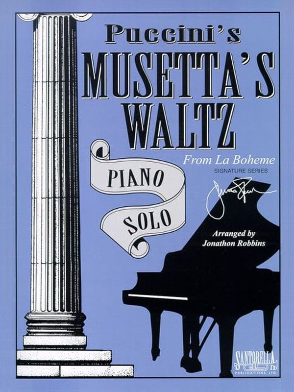 A book cover with a piano and a blue background