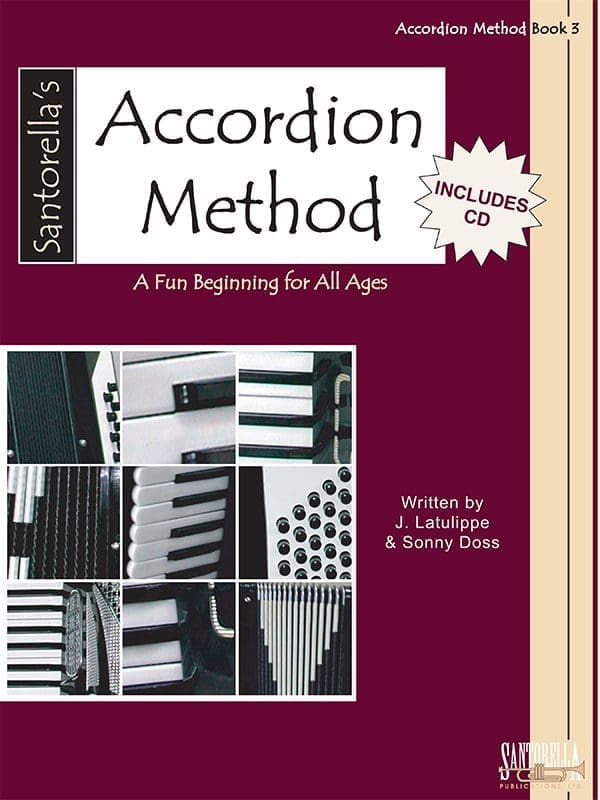 A book cover with an accordion and some other instruments