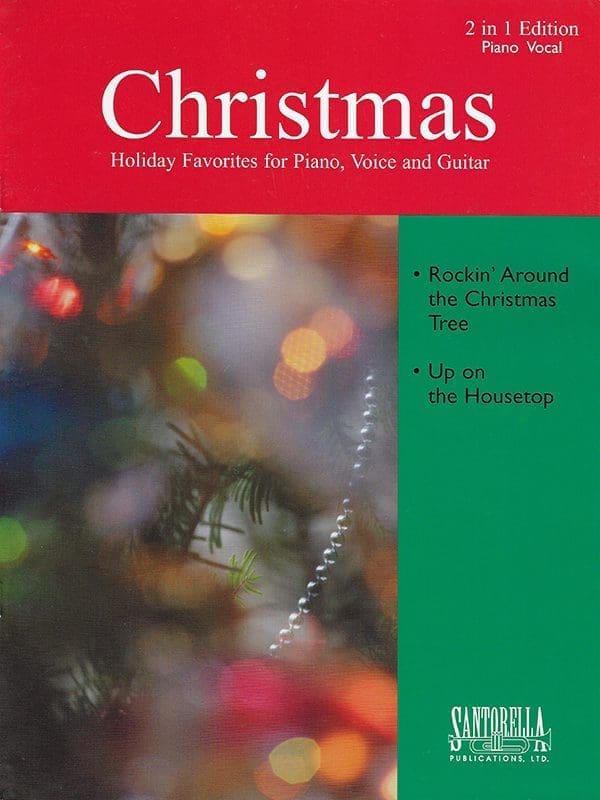 A christmas magazine cover with a tree and lights.
