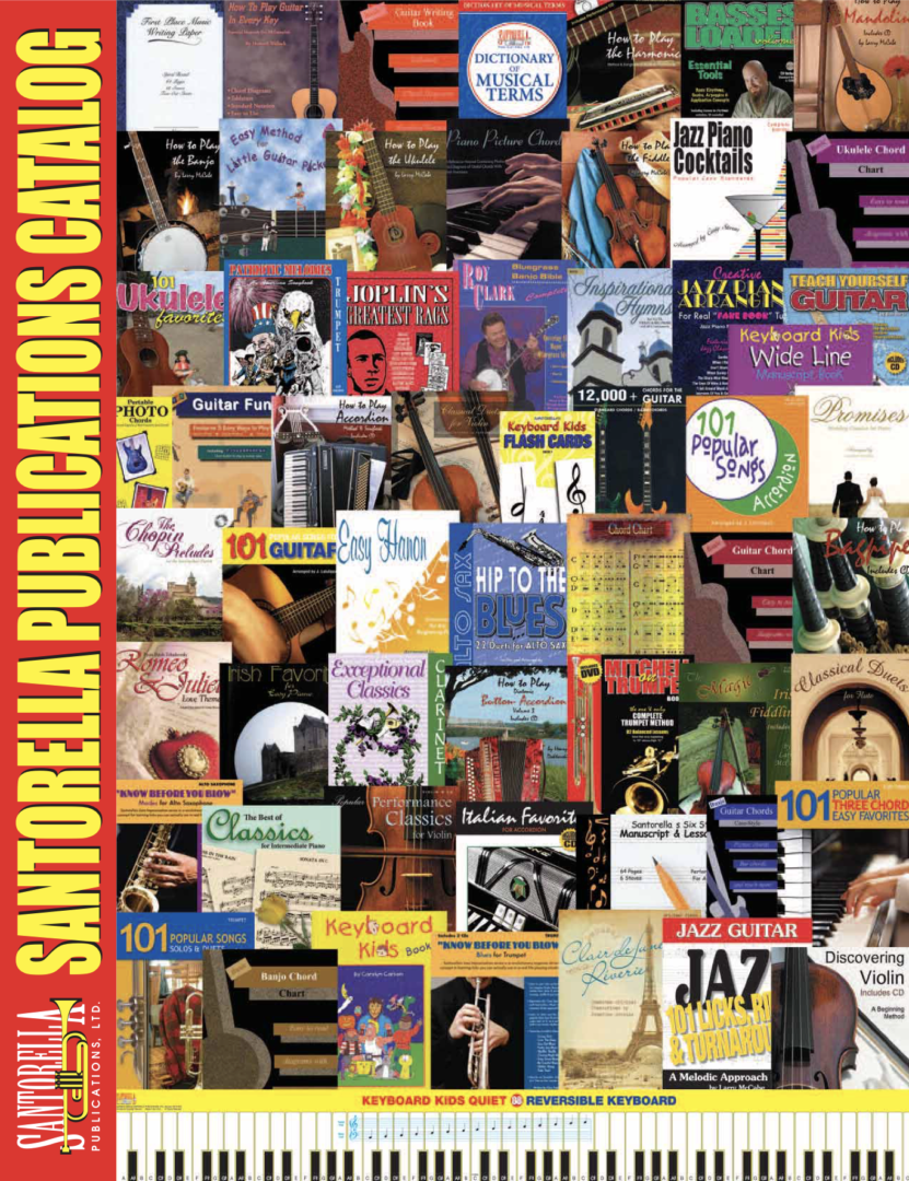 A collage of books and magazines with the words " santorella publications catalog ".